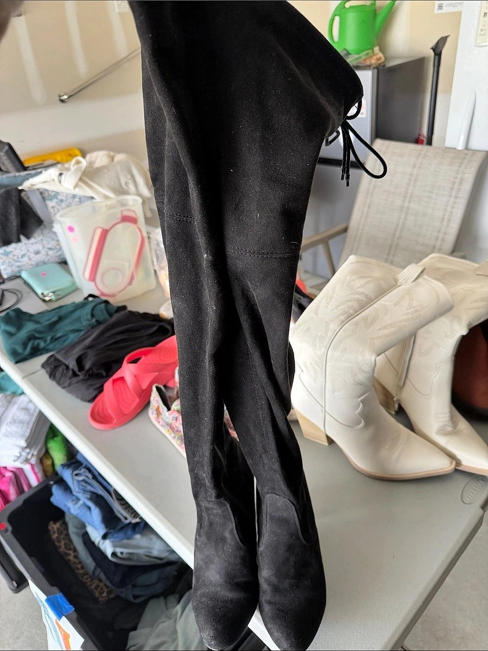 Black Over-the-Knee Heeled Boots US 9 - Picture 2 of 5